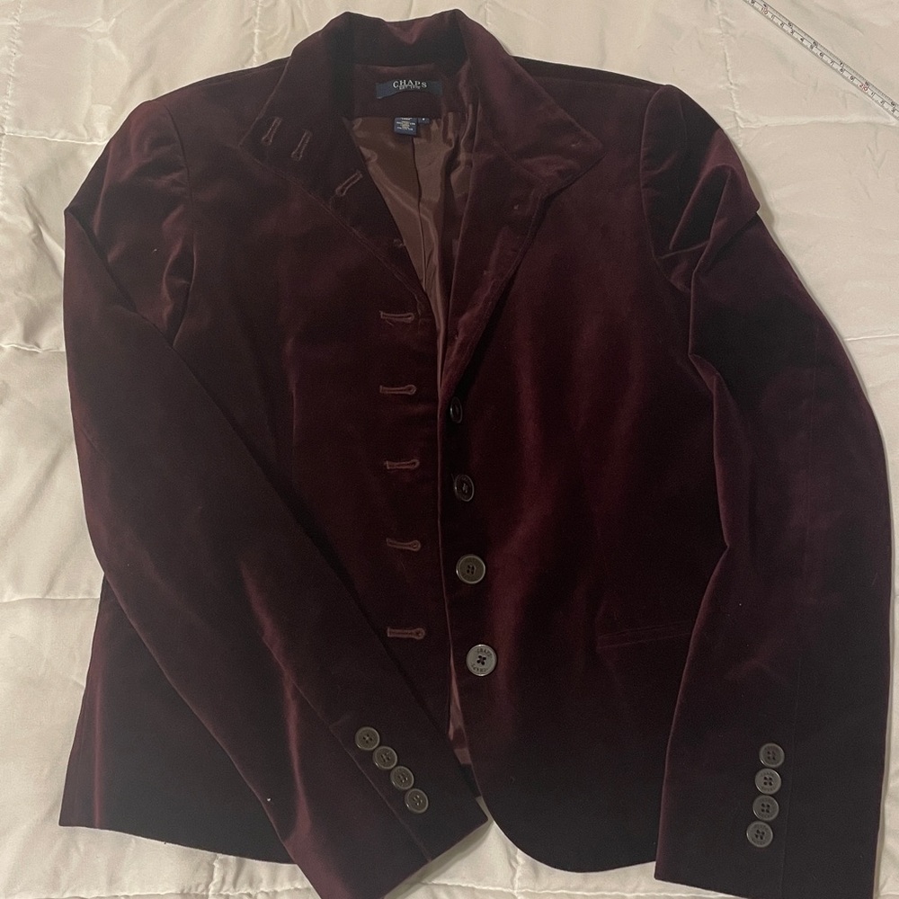 Chaps Women's Maroon Velvet Jacket